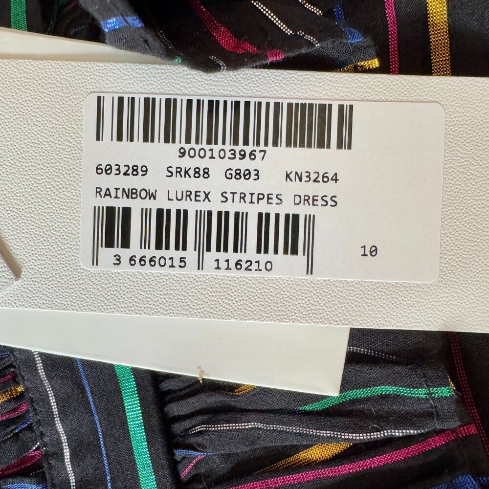 NWT Stella McCartney Kids Rainbow Striped Lurex Metallic Dress - Picture 9 of 12